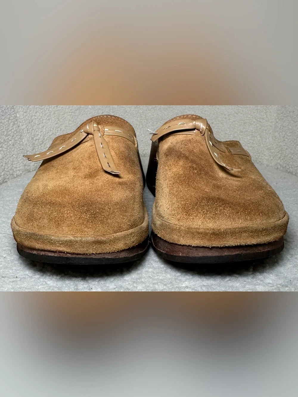 Vintage J.Crew Italian Suede Wooden Platform Clog Mules Boho Cottagecore 70’s 7